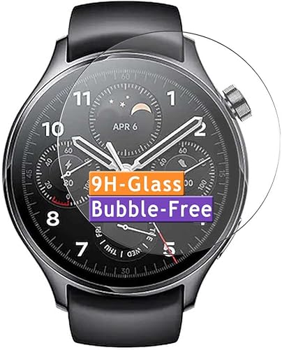 Vaxson Paquete de 3 protectores de pantalla de vidrio templado compatible con protectores de película protectora Xiaomi Watch S1 Pro 9H