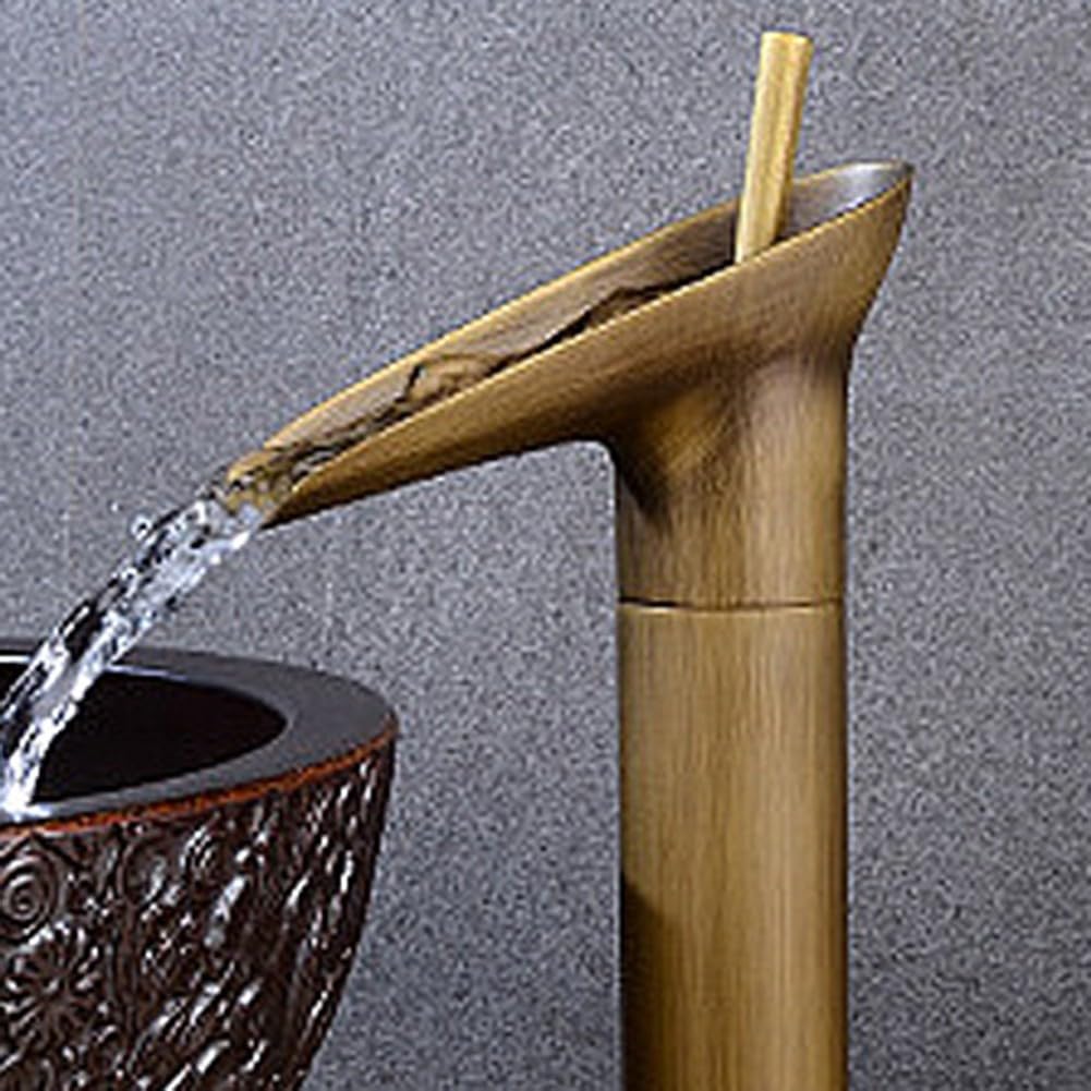 ZYCHSJXA Vintage Waterfall Bathroom Faucet with All Copper Construction Hot and Cold Basin Mixer Tap