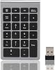 2.4G Wireless Numeric Keypad, 22 Keys Slim Mini Number Pad, USB Receiver Portable Financial Accounting Number Keyboard for Laptop PC Plug and PlayIron Gray