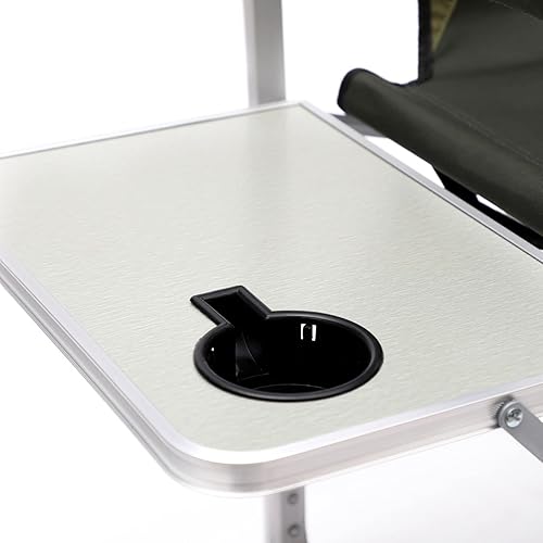 Miniatura 9 de Silla de campamento de gran tamaño con mesa auxiliar y bolsillo, portátil, ligera, plegable, silla de director para exteriores, para campamento,