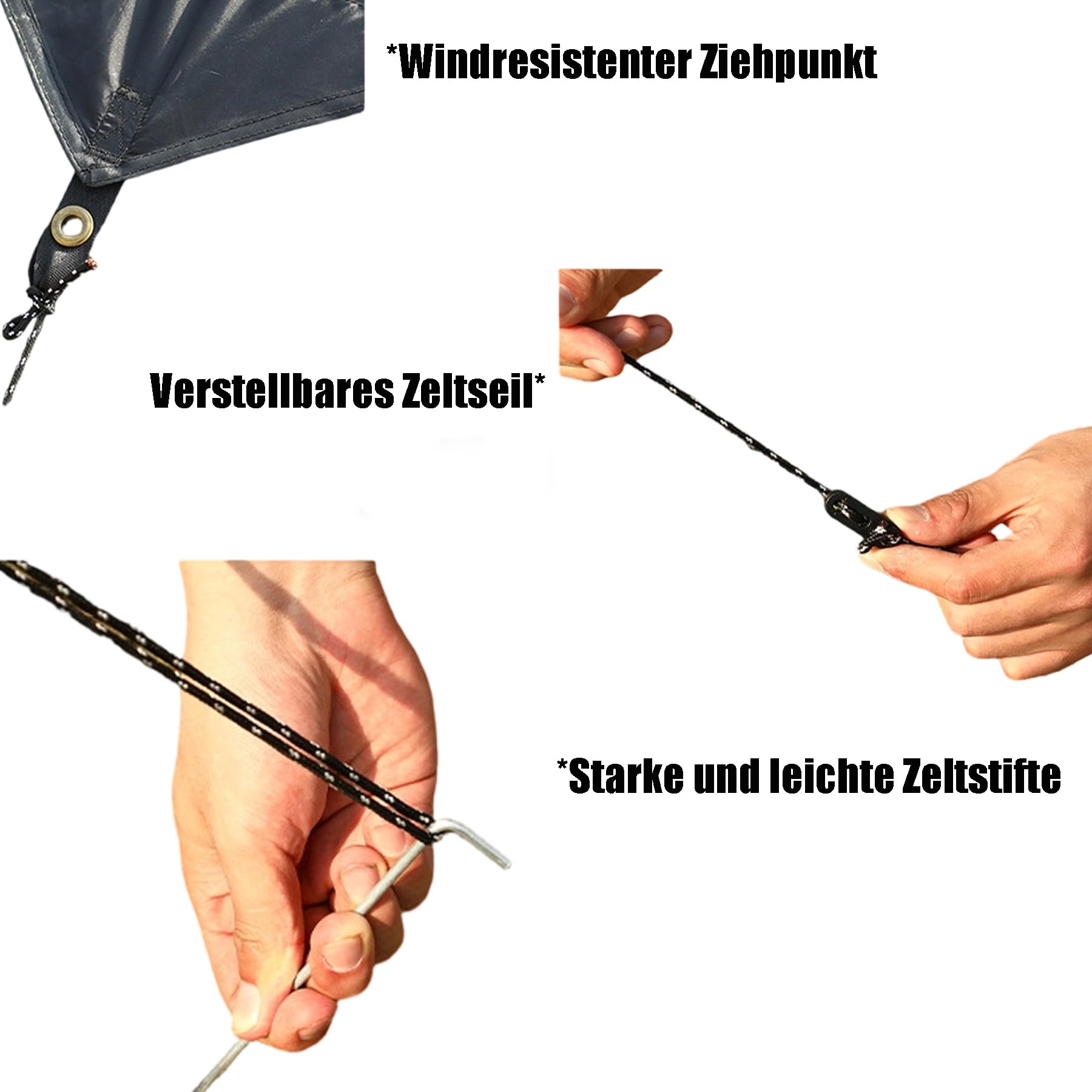 Schwarze Farbe Auto UV-Schutz Tarp, 280×380cm Silberne Beschichtung Vorzelt für SUV Seitentür und Hintertür, Wohnmobil-Markise Haben Zeltseile, Zeltnägel, Saugnapf, Aufbewahrungstasche