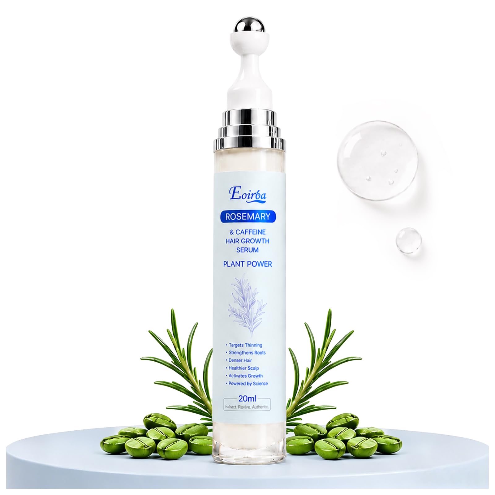 Hair Growth Serum Roll On – 3% Rosemary Oil, 2% Caffeine, 2% Niacinamide & DHT Blocking Complex, Non-Greasy Scalp Serum for Men & Women, Designed for Thinning, Fine & Weak Hair