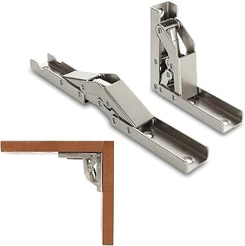 2PCS 90 Degree Self-Locking Folding Hinges Table Legs Brackets 180 Degree Flat Spring Countertop Support Folding Hinge Hardware