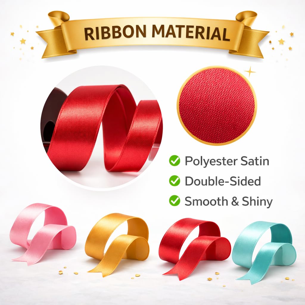 Rotolo Di Nastro Di Raso Double Face 5,1 Cm X 22,8 M – Colore Tinta Unita, Per Confezioni Regalo, Artigianato, Decorazioni Nozze E Fai-da-Te