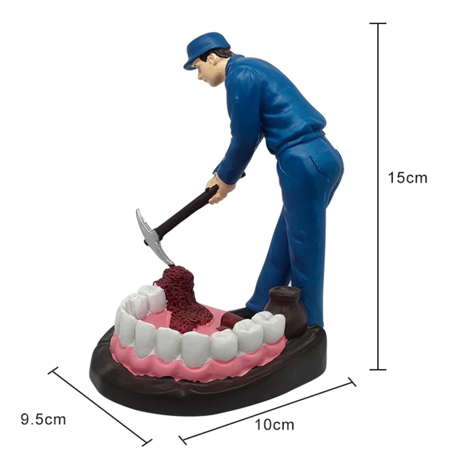 J,14cm,LKYLVEE Dentysta Kolekcjonerska ręcznie robiona figurka artystyczna z żywicy, akcesoria na biurko, zabawne spersonalizowane dekoracje pokoju dla dentystów mężczyzn prezenty