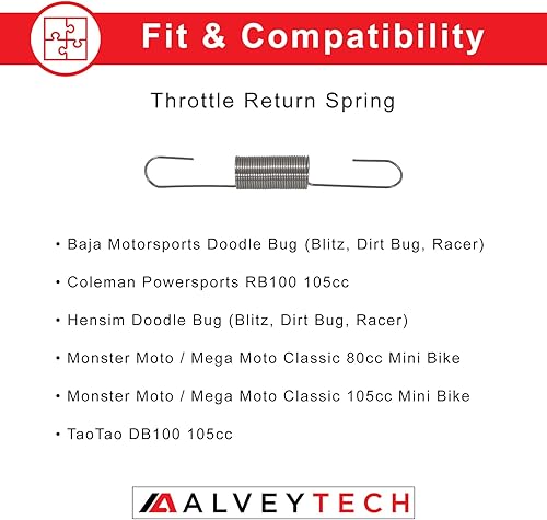 Miniatura 2 de AlveyTech Resorte de retorno del acelerador se adapta a Baja Doodle Bug DB30, Coleman Powersports RB100 de 105 cc, Hensim Doodle Bug, Mega Moto