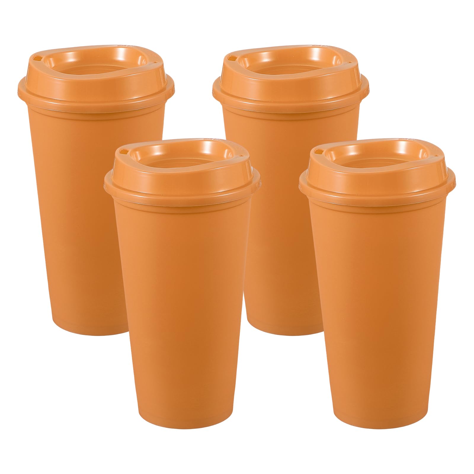 sourcing map 4Pcs Reusable Coffee Cups with Lids, 16oz Travel Coffee Mugs Spill Proof Water Tumblers Drinking Cups for Hot and Cold Drinks Juice Tea, Orange Red