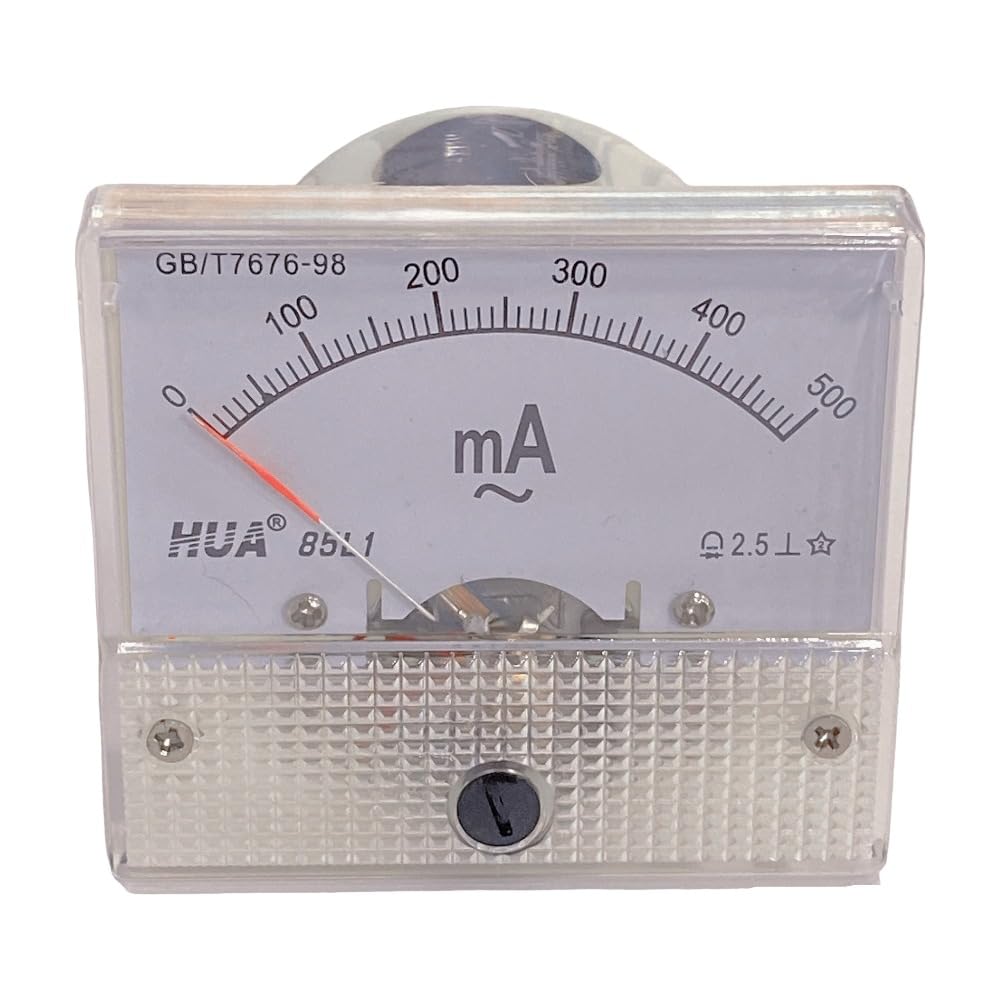 Wenheww 85L1 Needle Panel Ammeter,AC 0-500mA Automotive Replacement Amp Meter Gauges for Auto Circuit Measurement Tester, 2.5 Accuracy