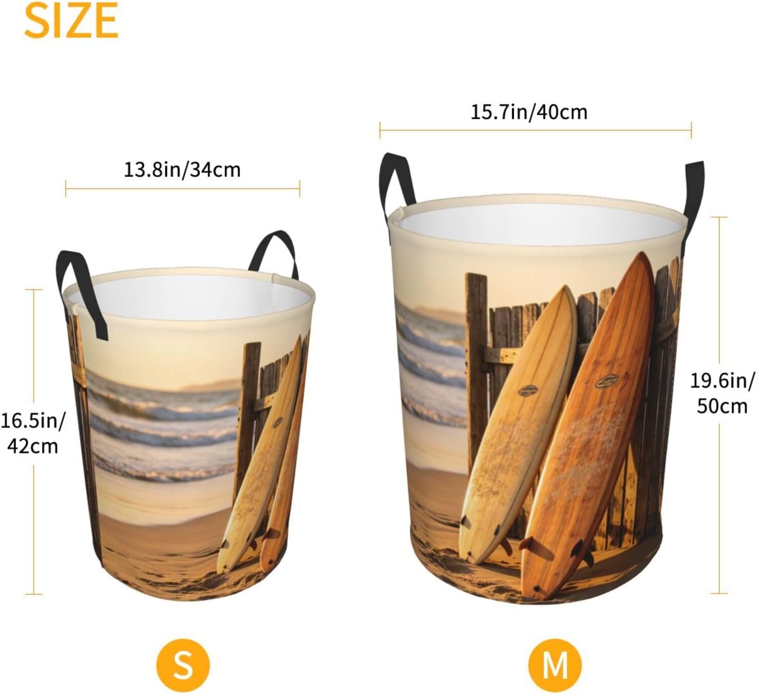 Laundry Hamper Waterproof Storage Bin Organizer with Handles Boards on the Beach Laundry Basket Collapsible Dirty Clothes Hamper Large Clothes Storage Toy Organization for Bathroom Bedroom Small