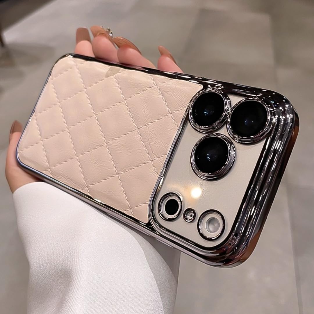 Étui en cuir souple pour iPhone 16 Plus blanc losanges - 6