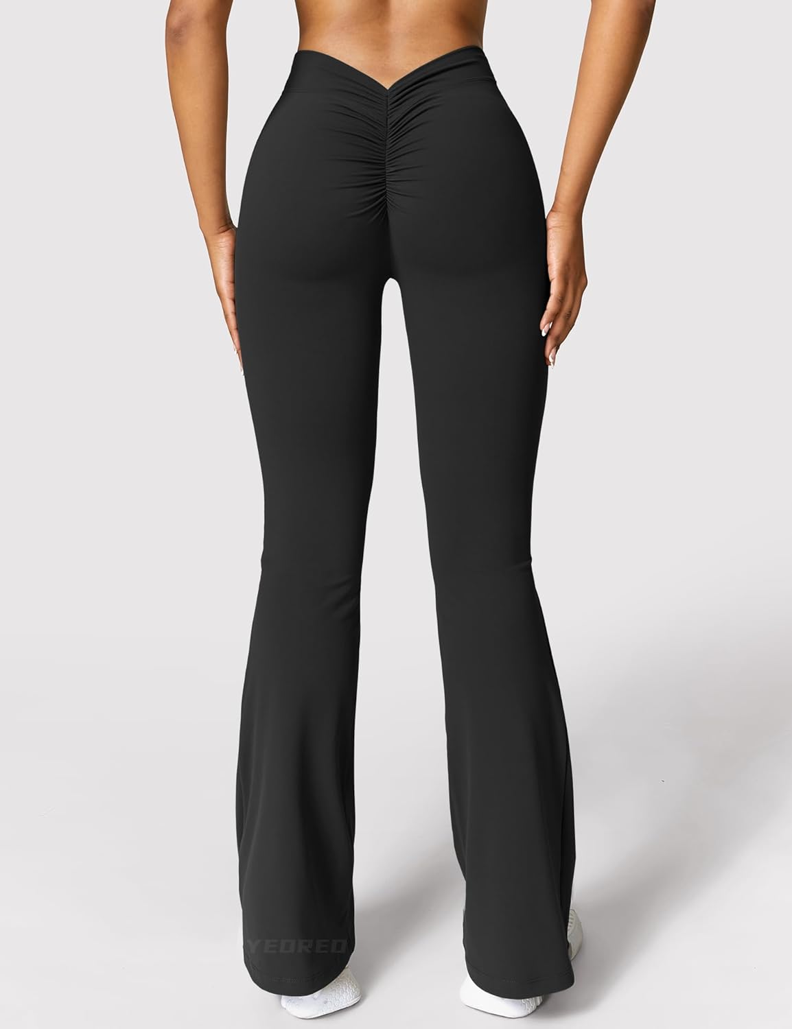YEOREO Scrunch Flare Leggings V Back Butt Lifting Wide Leg High Waist 31.5" Gym Workout Yoga Pants - Image 4