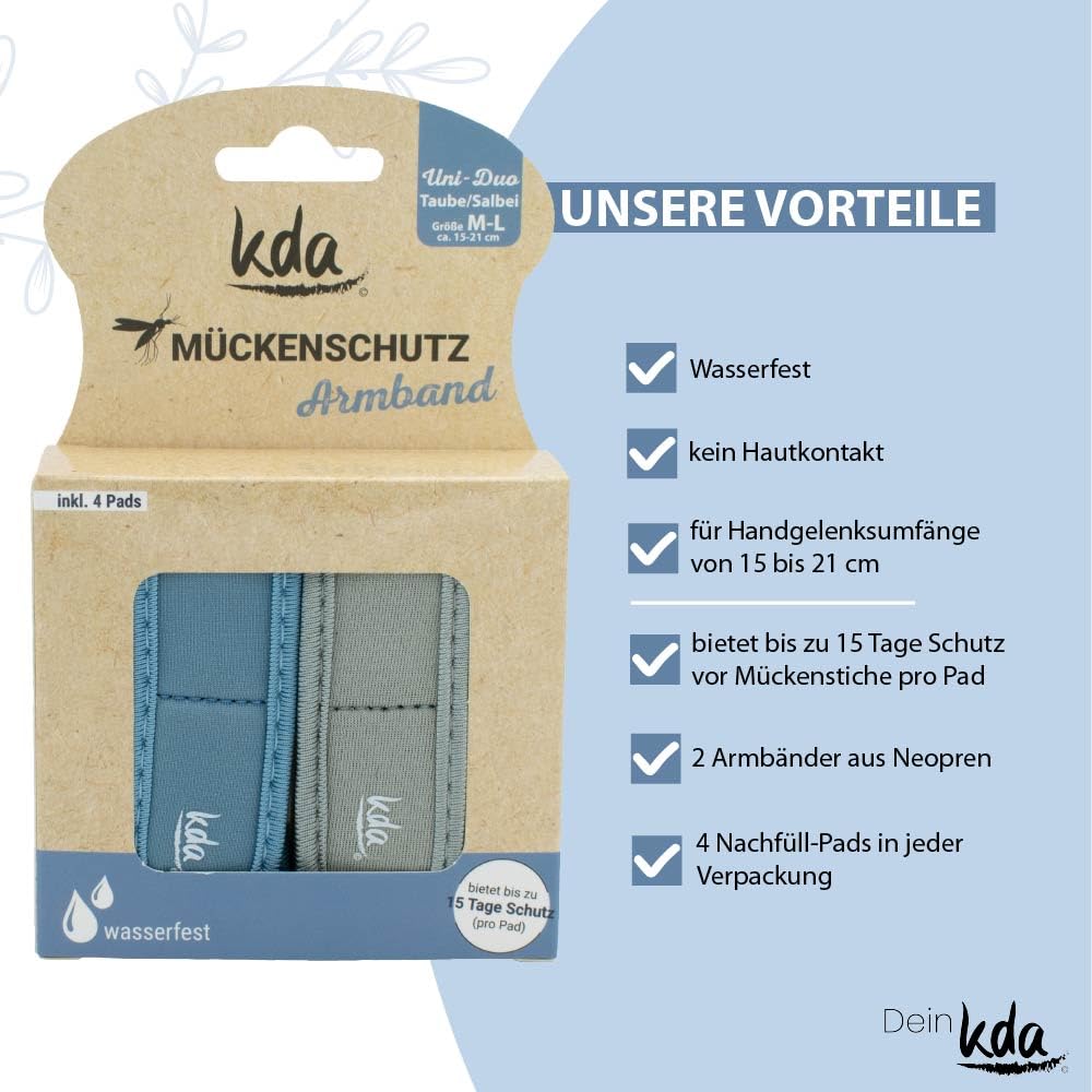 kda Mückenschutzarmband Uni DUO Sparpaket - 2x Uni Duo mit je 2 Armbändern + 4 Nachfüllern + 2x GRATIS MÜCKENSCHUTZSTICKER - Mückenschutz Moskito Insektenschutz Outdoor Wandern Camping Sport Sommer