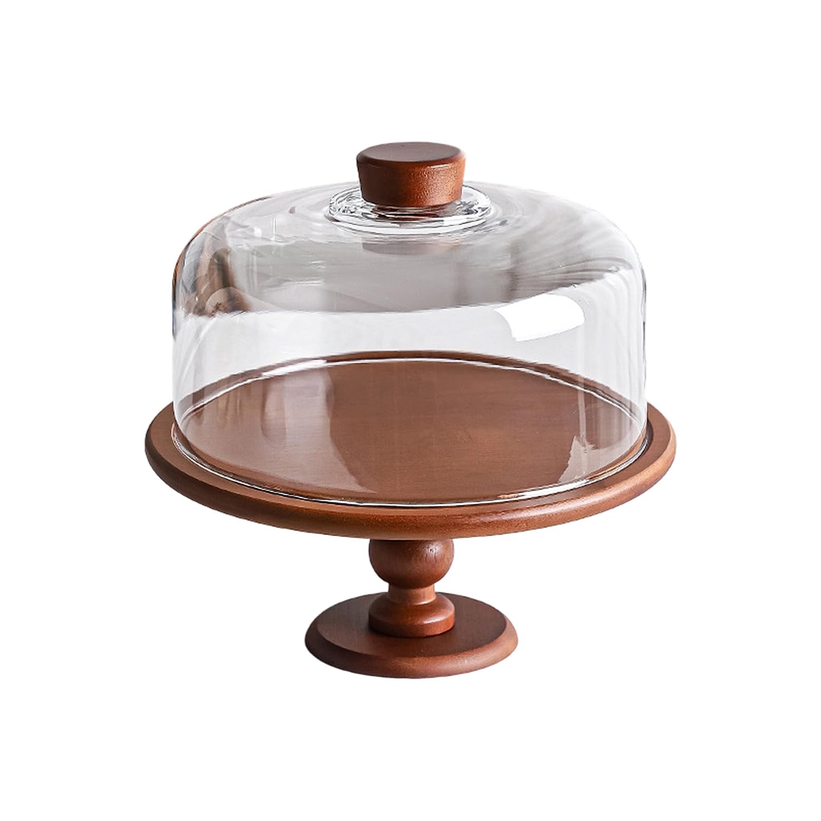 Espositore per dessert con cupola in vetro, alzata per torta con piedistallo in legno per dolci, frutta, taglieri formaggi e per la casa Cupola per torta in vetro Espositore per dessert con in da