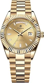 Minskolei Shield Men's Watch Automatic Wristwatch Mechanical Movement Day-Date, 30M Water Resistant, Screw-Down Crown, Classic Retro Roman Numerals Fashion Business Watches for Men