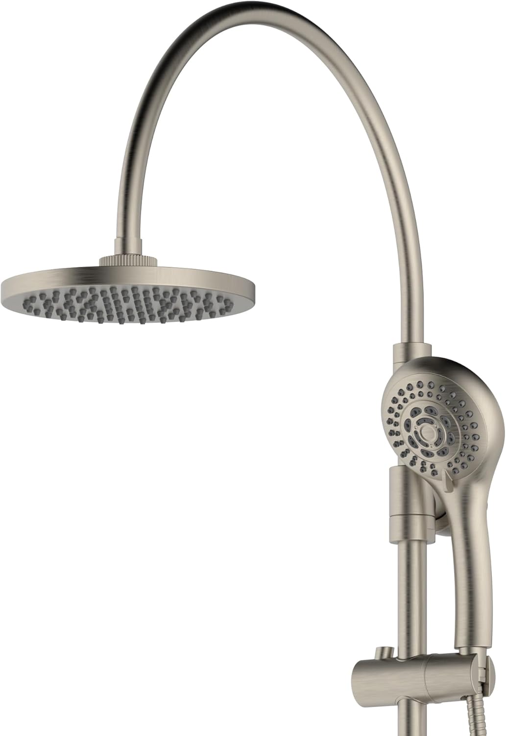 PULSE ShowerSpas 7001-BN Riviera Shower System with 8" Rain Showerhead, 3 Body Sprays, 5-Function Hand Shower, Brushed Nickel Finish