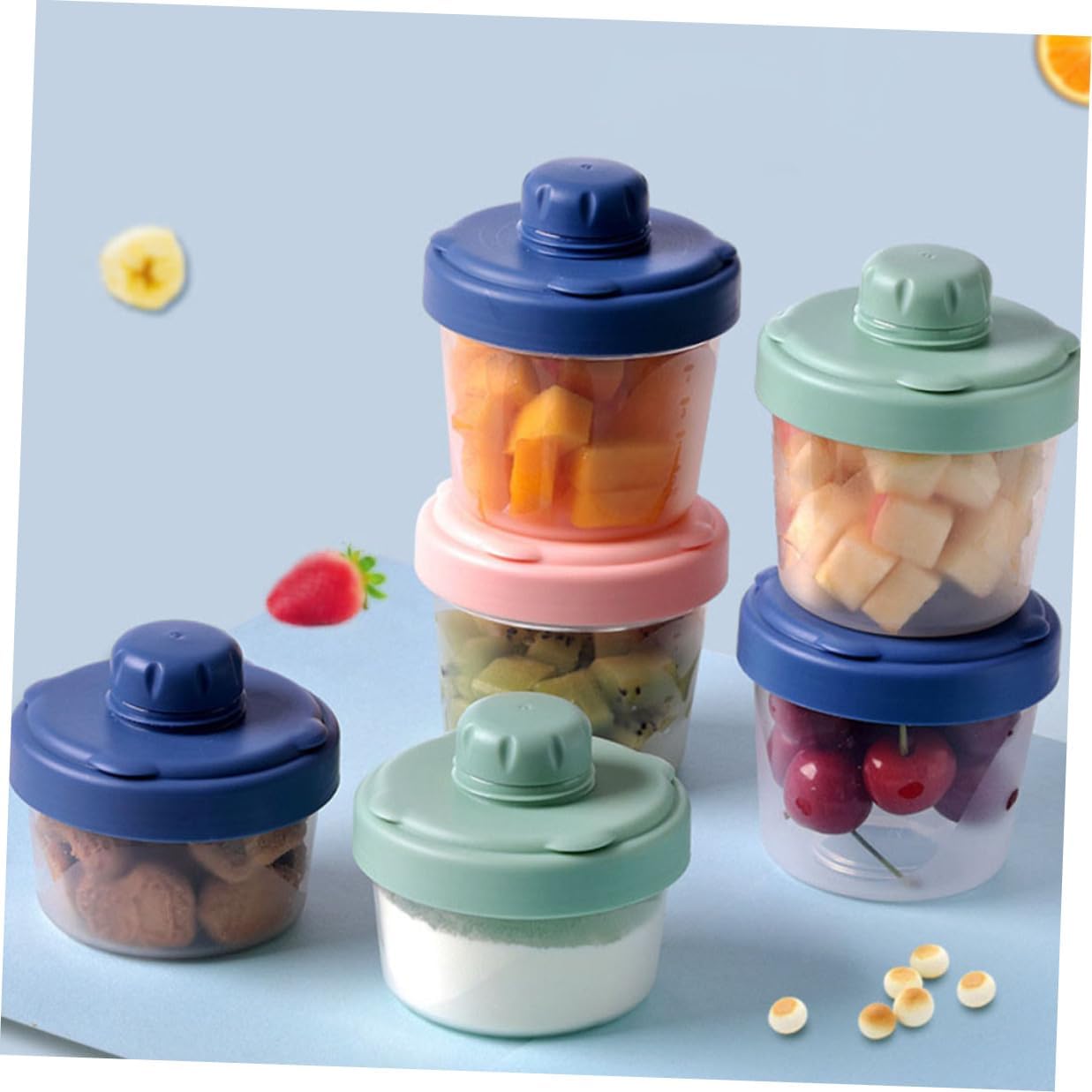 Container Milk Powder Organizer Portable Food Storage Box for Formula Snacks Fruits Stackable Compartments Safe PP Tpe Material