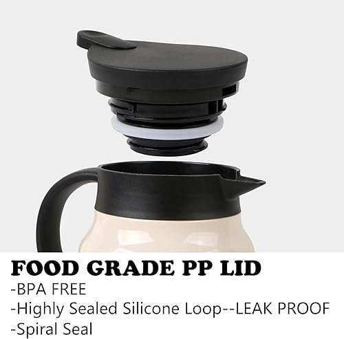 Miniatura 4 de CABAX Jarra térmica pequeña de acero inoxidable, doble pared aislada al vacío, 12 horas de retención de calor y frío para café, té, capacidad de 1