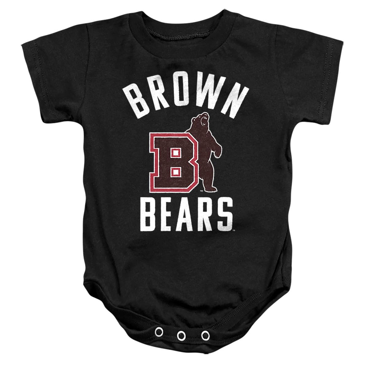 Brown University Official One Color Bears Logo Unisex Infant Snap Suit for Baby,Black, 12 Months