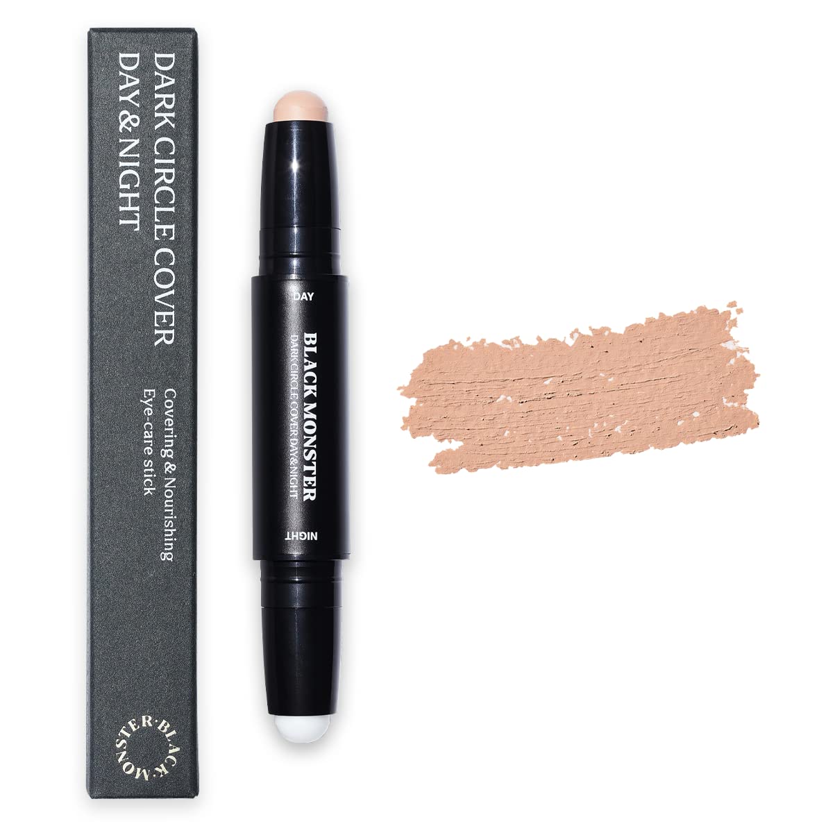 BLACK MONSTER Face Concealer Stick Acne Remover, Natural Instant Age Rewind Dark Circles Eraser Waterproof Full Coverage Under Eye Brightener Dual Sided Applicator for Men and Women (Amber Beige) : Beauty & Personal Care