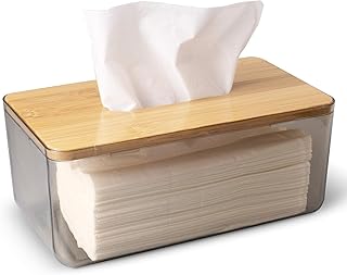MOMENT Acrylic Tissue Holder Box with Bamboo Lid