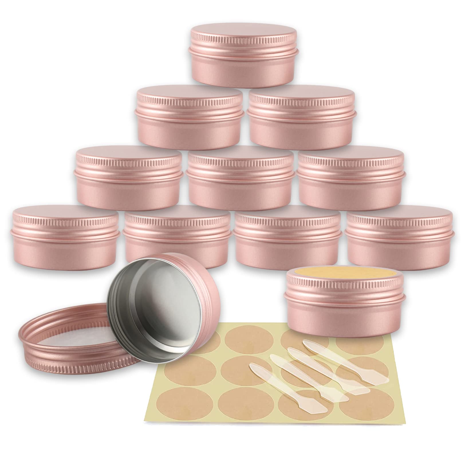 48 Pezzi Vasetti Alluminio, 50ml Rosa opaco - D57mm x H28mm Barattoli di Alluminio, Rotonda Scatola Alluminio, Vasetti Vuoto Metallo Contenitore per Candela Crema Cosmetici Viaggio