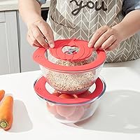 Vista 9 de 4 unidades de tapas de repuesto para recipientes de vidrio Pyrex 7201-PC de 4 tazas, tapa de silicona para tazón mezclador, hermética, color rojo