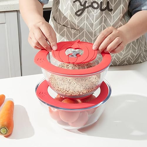 Miniatura 9 de 2 paquetes de tapas de repuesto para recipientes de vidrio Pyrex 7201-PC de 4 tazas, cubierta de silicona para mezclar y almacenar, a prueba de