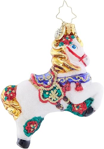 Miniatura 7 de Christopher Radko Decoración de adorno de árbol de Navidad de vidrio europeo hecho a mano, gema de realeza rugiente