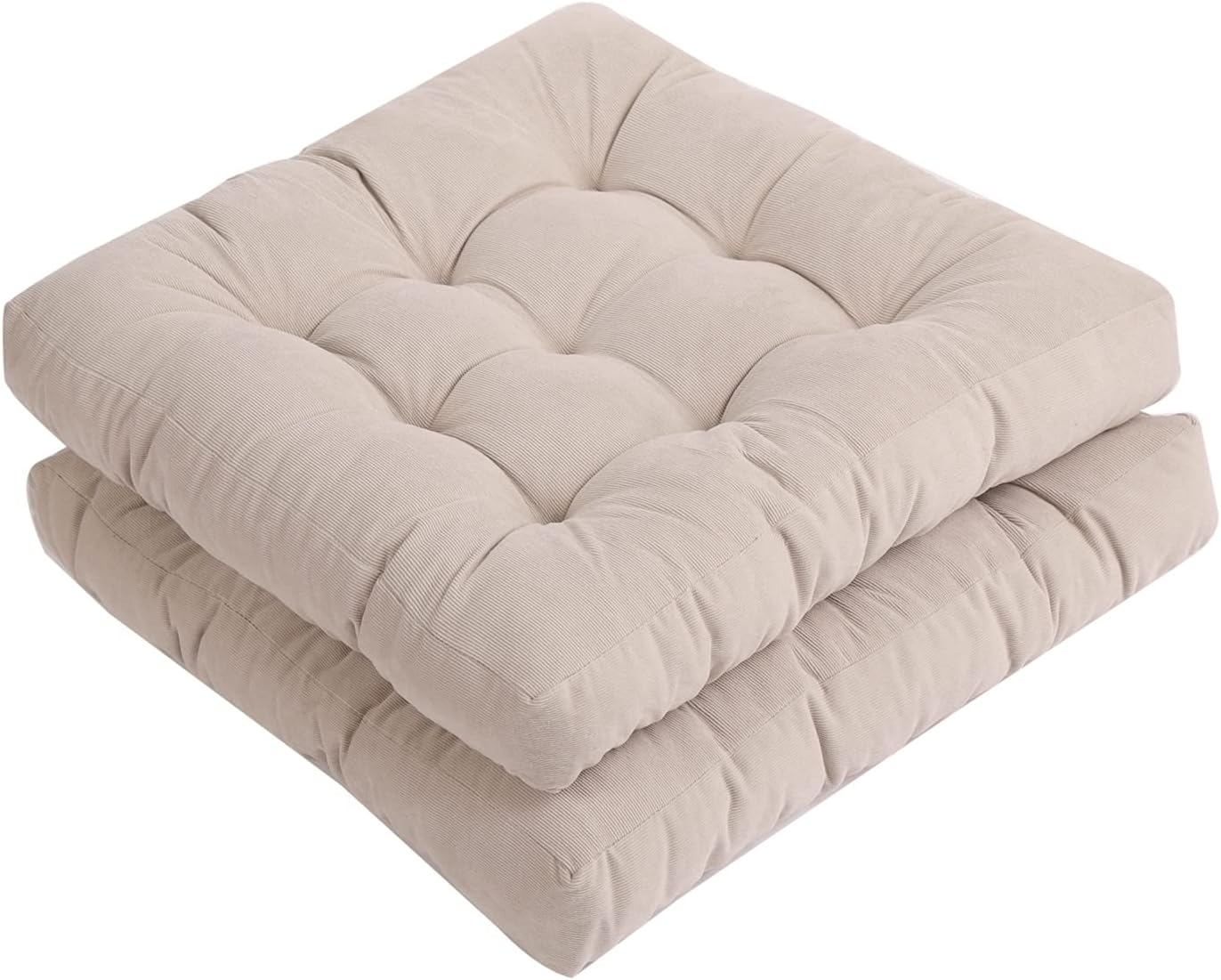 Tiita Indoor/Outdoor Chair Cushions 22" x 22" Seat Pillow Cushion Set of 2 Square Chair Pads for Sitting Patio Garden Floor Throw Pillows, Beige