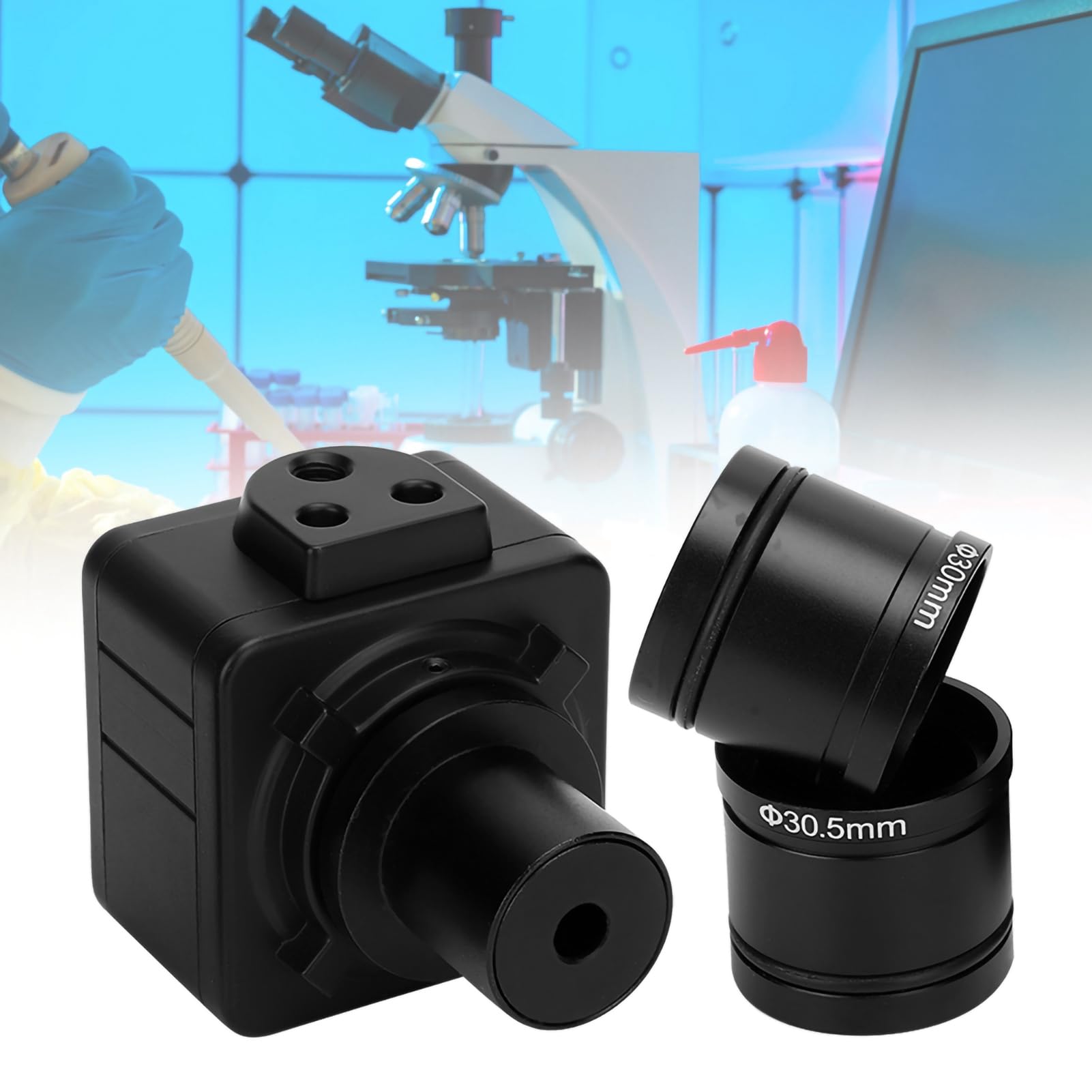 Micro Cámara, Cámara de Microscopio USB HD CMOS Cámara Ocular Electrónica Digital con Adaptador de Montaje Cámara de Microscopio de 5 MP