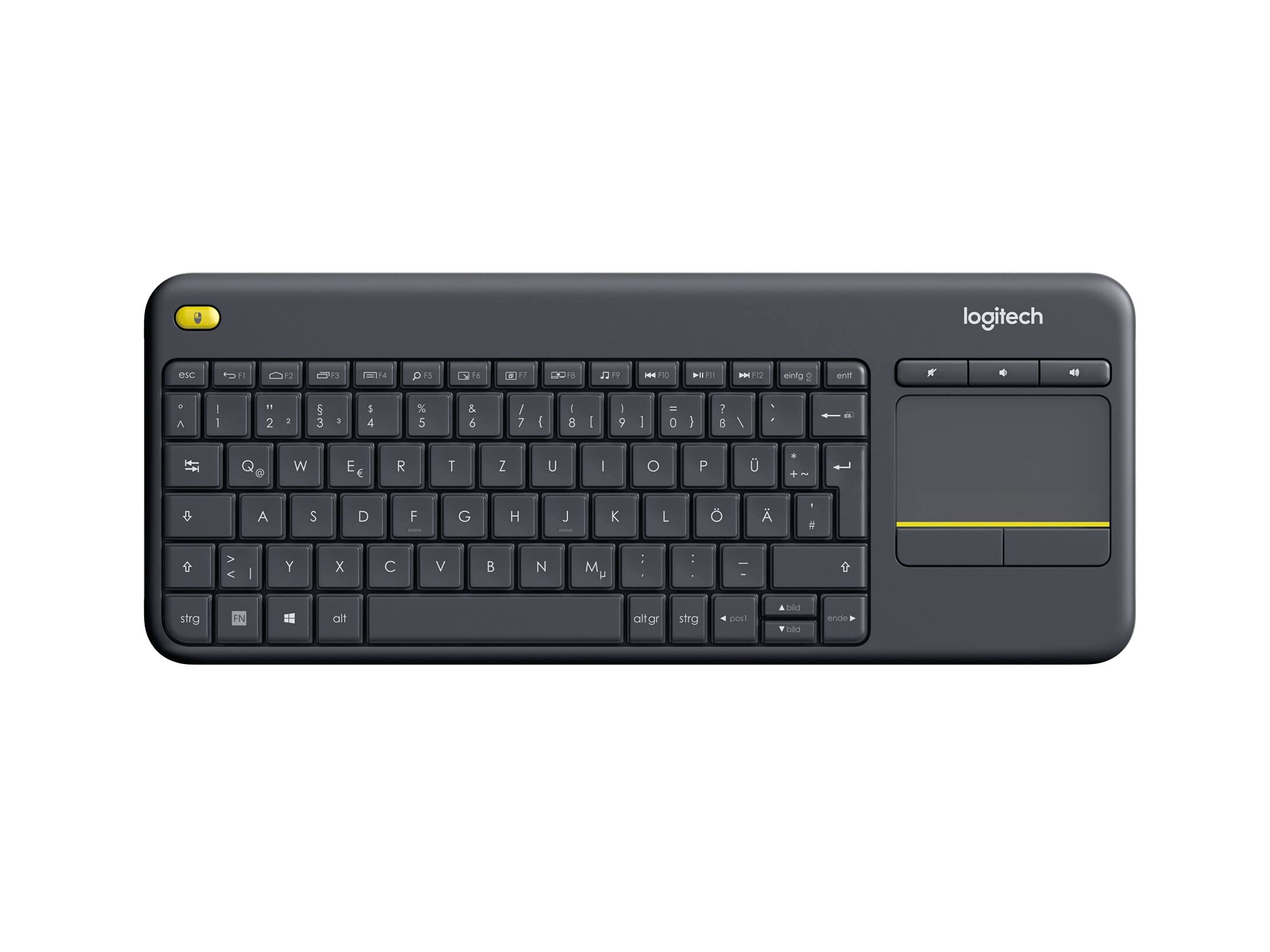 Logitech K400 Plus Wireless Livingroom Keyboard, QWERTZ German Layout - Black