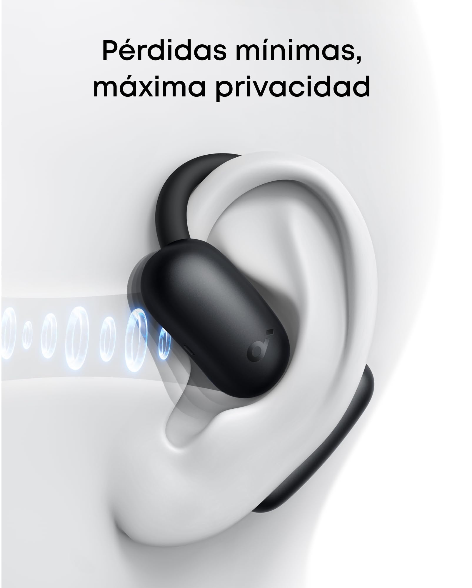 Soundcore AeroFit 2 de Anker, Auriculares Open-Ear, Ganchos de Oreja Ajustables, Ajuste, Graves Intensos, Audio Inalámbrico Hi-Res, Reproducción 42 H, Bluetooth 5.4, Carga Inalámbrica, IP55, Negro