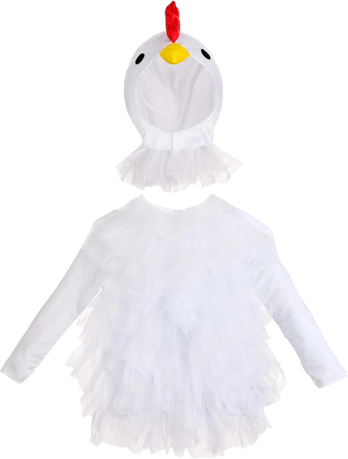 Fun Costumes Kids White Chicken Costume with Dress & Hood - Soft Fabric, Long Sleeves, Velour Hood with Detailed Beak & Eyes - Image 6