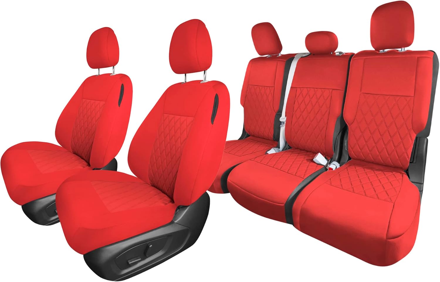 FH Group Custom Fit Car Seat Covers Specifically Made for 2020-2024 Ford Explorer Base, Ultraflex Neoprene Water Resistant Automotive Seat Covers - Full Set Solid Red