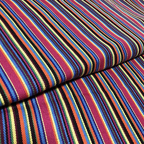 moonfarm 選べる10種 民族 調 柄 生地 綿 麻 手芸用 布 約1m 幅150cm 裁断済み (ストライプB)