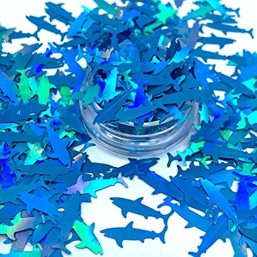 Shark Fish Shape Glitter Solvent Resistant Glitter for tumblers Polyester Nail Art Confetti (.5oz)
