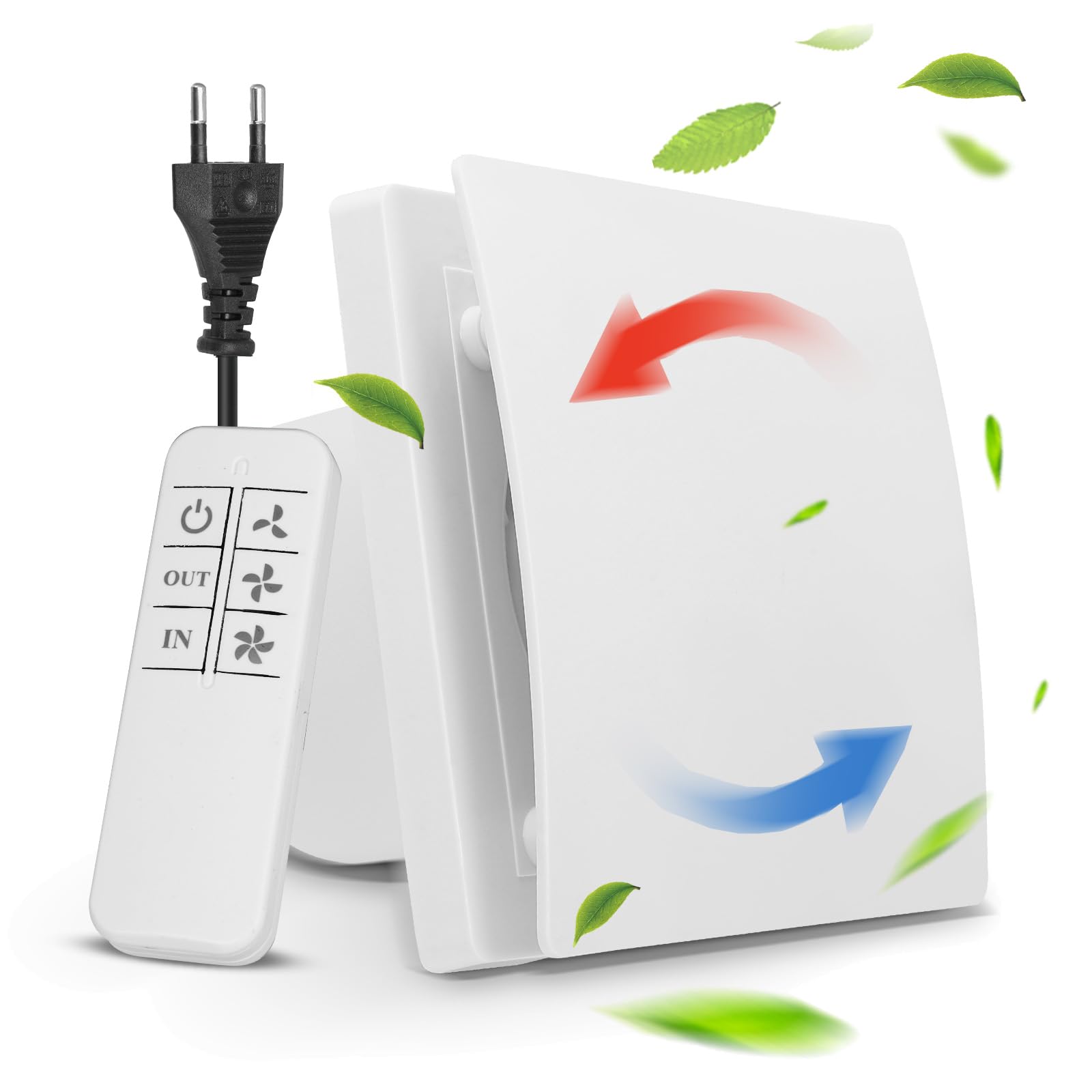 Aspiratore Bagno 100 Mm, Ventilazione Bidirezionale a Ventola Aspirazione Estrattore Aria Silenzioso, Ventola Spirazione Ventilatore con Telecomando Facile da Installare su Finestre Soffitti e Pareti