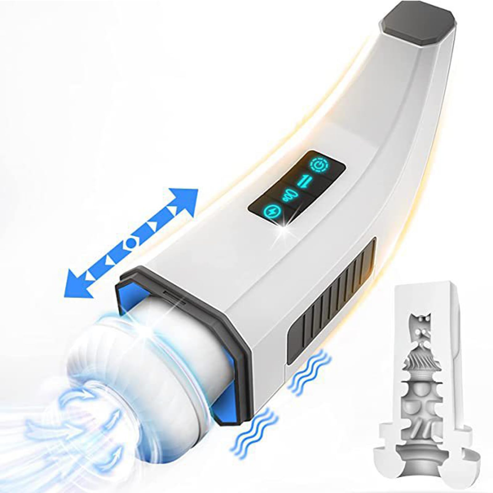 Genérico 3 En 1 Empuje Chupando Vibrador Automático Mamada Máquina Sexual Masturbador Masculino, Manos Libres Juguete Sexual Para Hombres Stroker Pene Vibrador, Masturbadores Bolsillo Coño