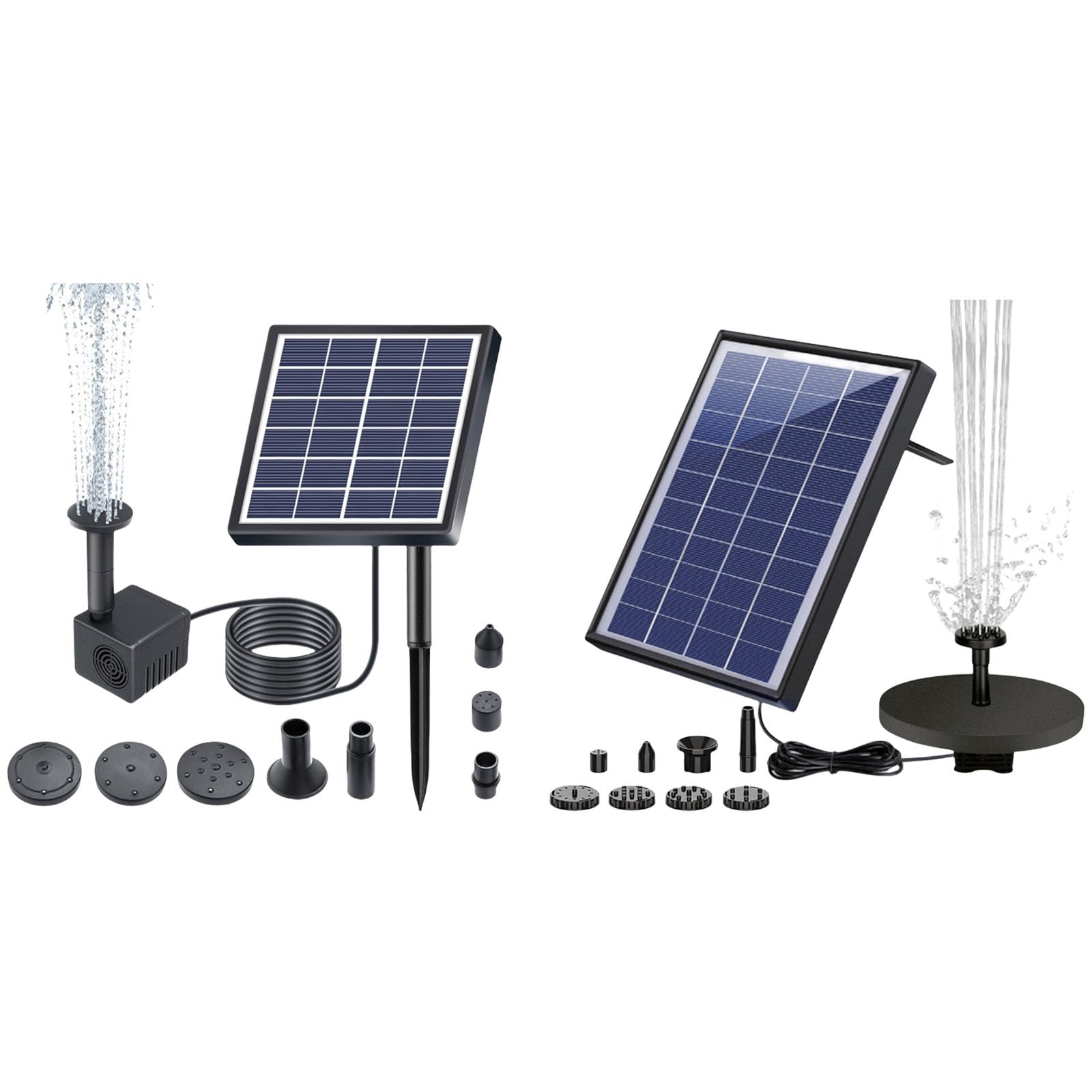 Pompe per fontana solare 1.5W/5W Pompe ad acqua ad energia solare 150L/H Ugello spruzzatore regolabile per fontana stagno all'aperto ornamenti da giardino solari