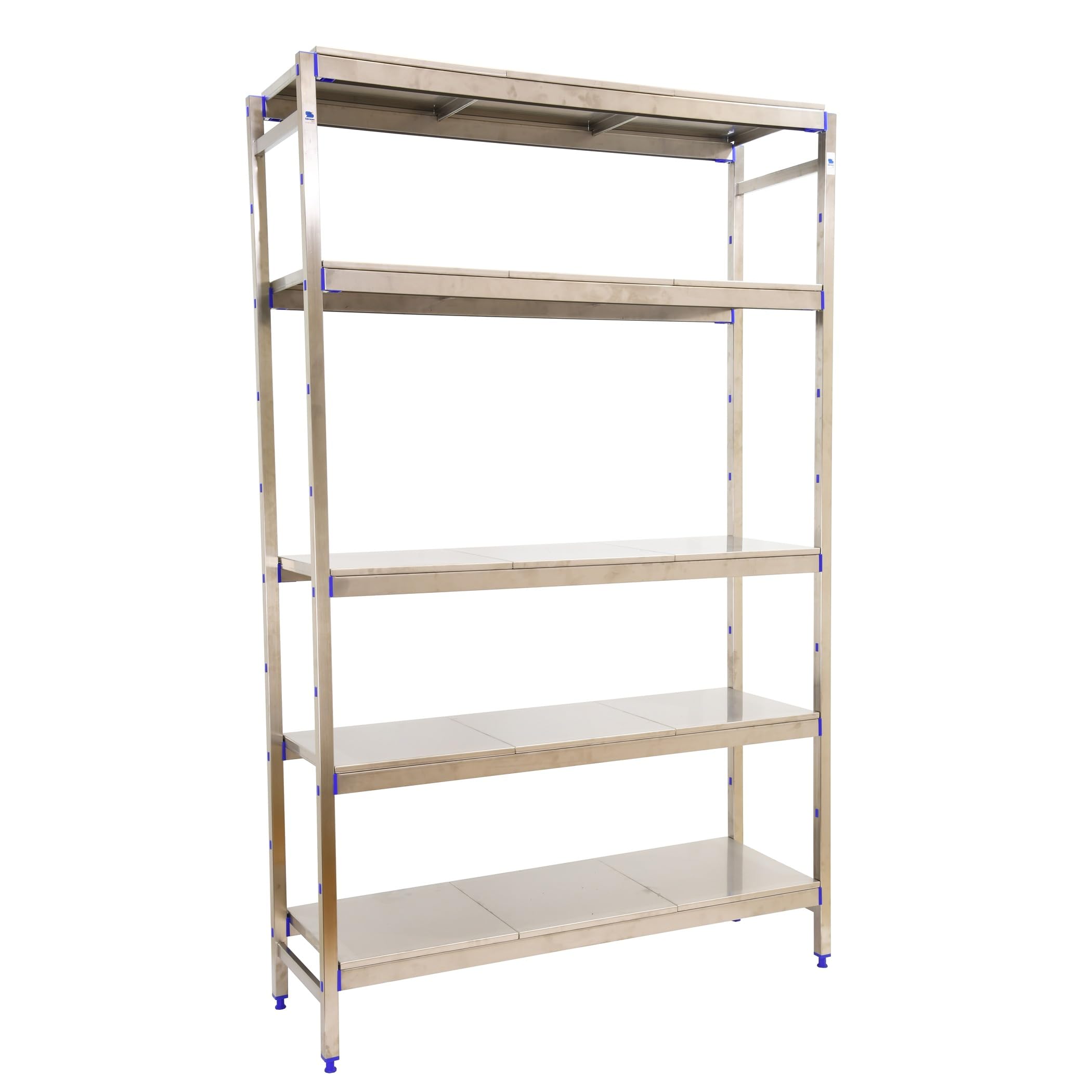 Simon Rack Estanterías Acero Inoxidable, 1600x860x500 mm, 200 kg de Punto Flexión, 5 Estantes, Estantería Industrial, Estantería Cocina Profesional, Acero Inoxidable - Simoninox