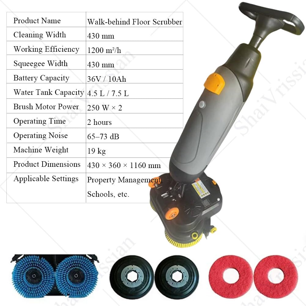 Fregadora Suelos,Pulidora Y Abrillantadora Suelos Multifuncional,Tanques 4,5 L + 7,5 L,360° Cepillo Rotativo,para Restaurantes,Hospitales,Oficinas,Escuelas Gray