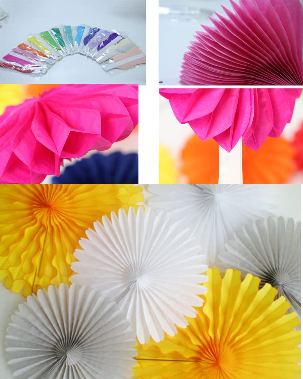 6 Goldene Papierfächer - Deko Girlande Für Hochzeit Und Geburtstag