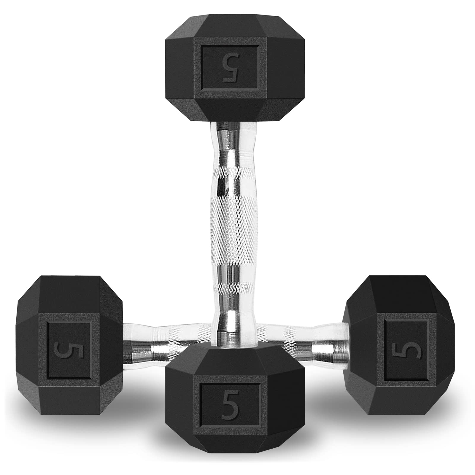 Balelinko Hex Dumbbells Set Free Weight Rubber Coated Cast Iron Dumbbell in Singles (5lb, 15lb, 20lb, 25lb, 30lb, 35lb, 40lb, 45lb, 50lb, 55lb, 60lb, 65lb, 70lb, 80lb, 85lb, 90lb, 95lb, 100lb, 110lb)