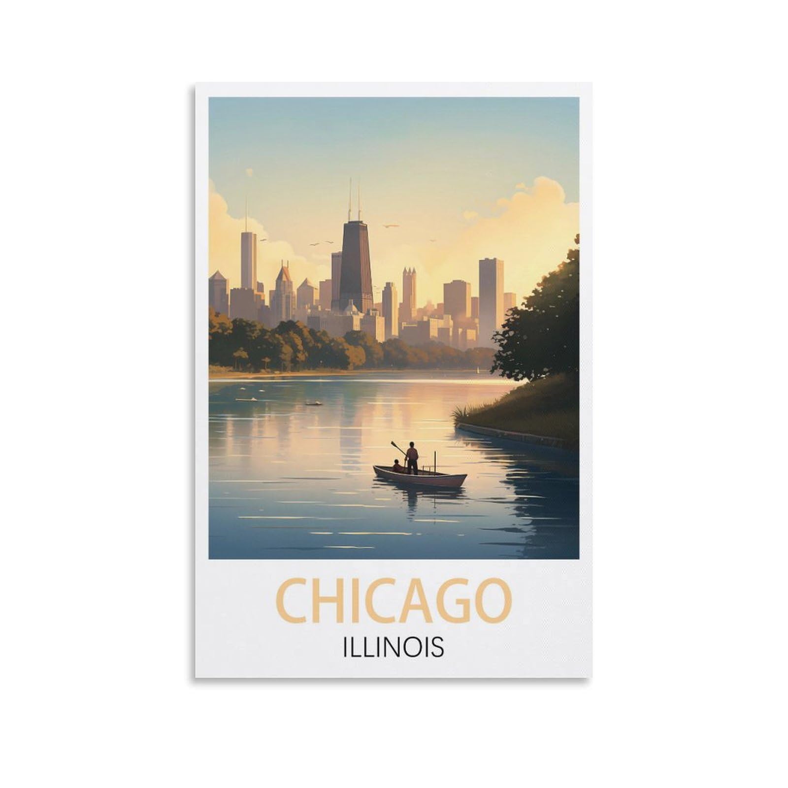 Vintage Metal Tin Sign for Cafe Chicago Illinois Vintage Signs Home Kitchen Rustic Travel Metal Signs Wall Art Decor 20x30cm