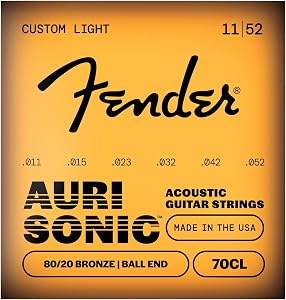 Fender Accessories 073-0070-405 80/20 Bronze Acoustic Guitar Strings, Light