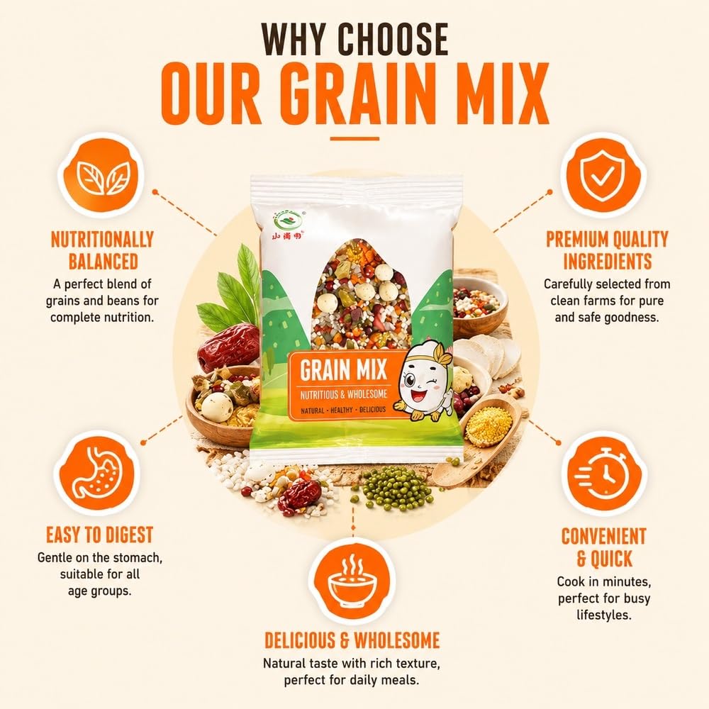7 confezioni di mix di congee multicereali, 120 g for busta di porridge di cereali integrali assortiti for la colazione