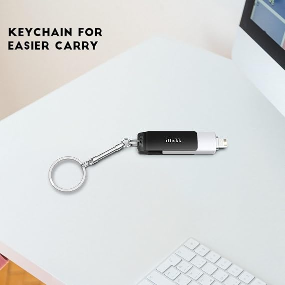 iDiskk 256GB MFi Certified Lightning &USB C Flash Drive for iPhone Android