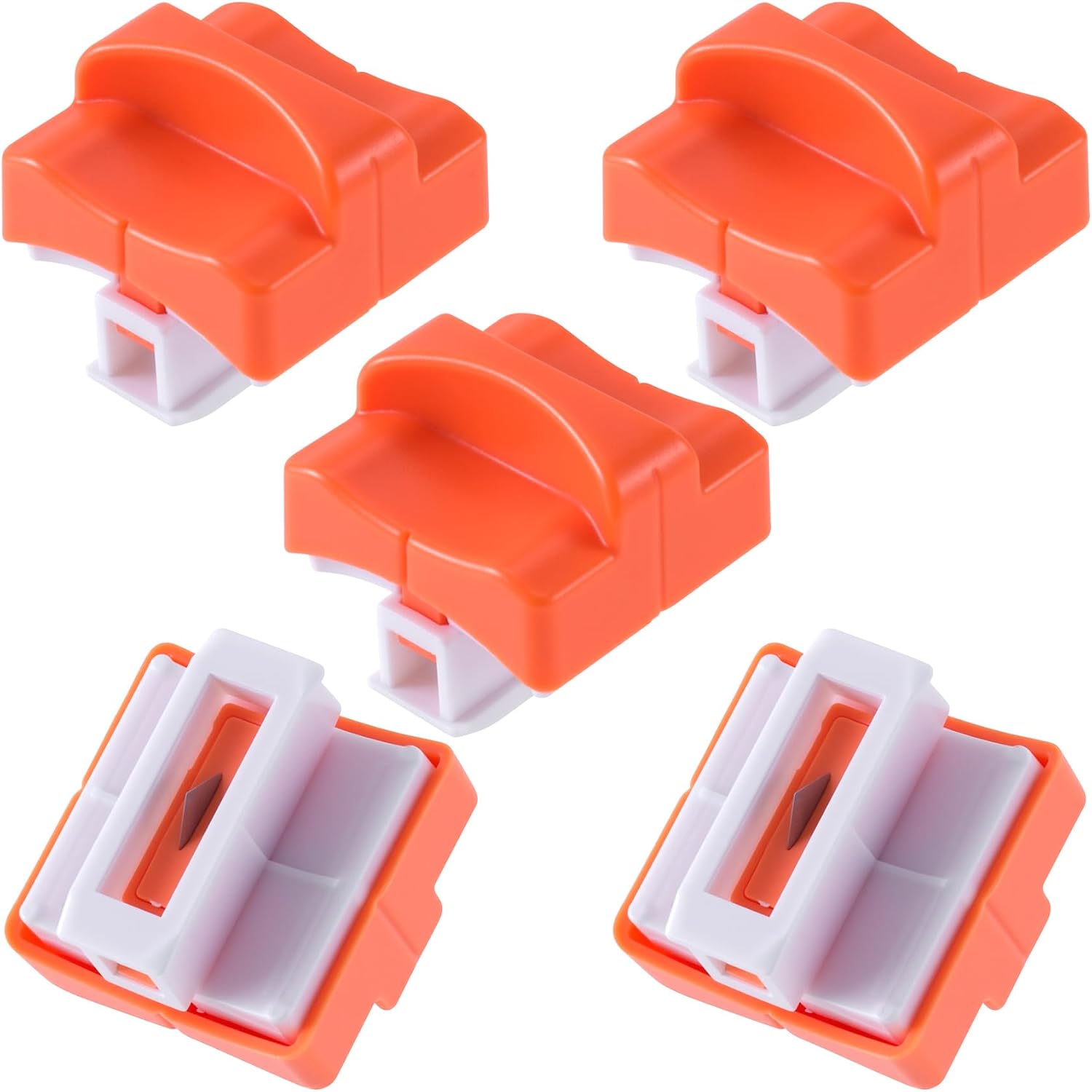 PAGOW 5pcs Paper Cutter Replacement Blades, Orange Hidden Design Paper Trimmer Blades Refill, Spring-Loaded Safeguard Paper Cutter Slider Accessories for A4 A5 Craft