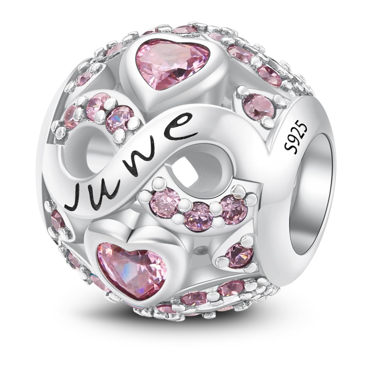 HappyStar Birthstone Charms Colgante de plata 925 Abalorios para pulseras, Compatible Pandora Pulseras plata mujer Europeos para mujeres Original Piedra Natal Encantos