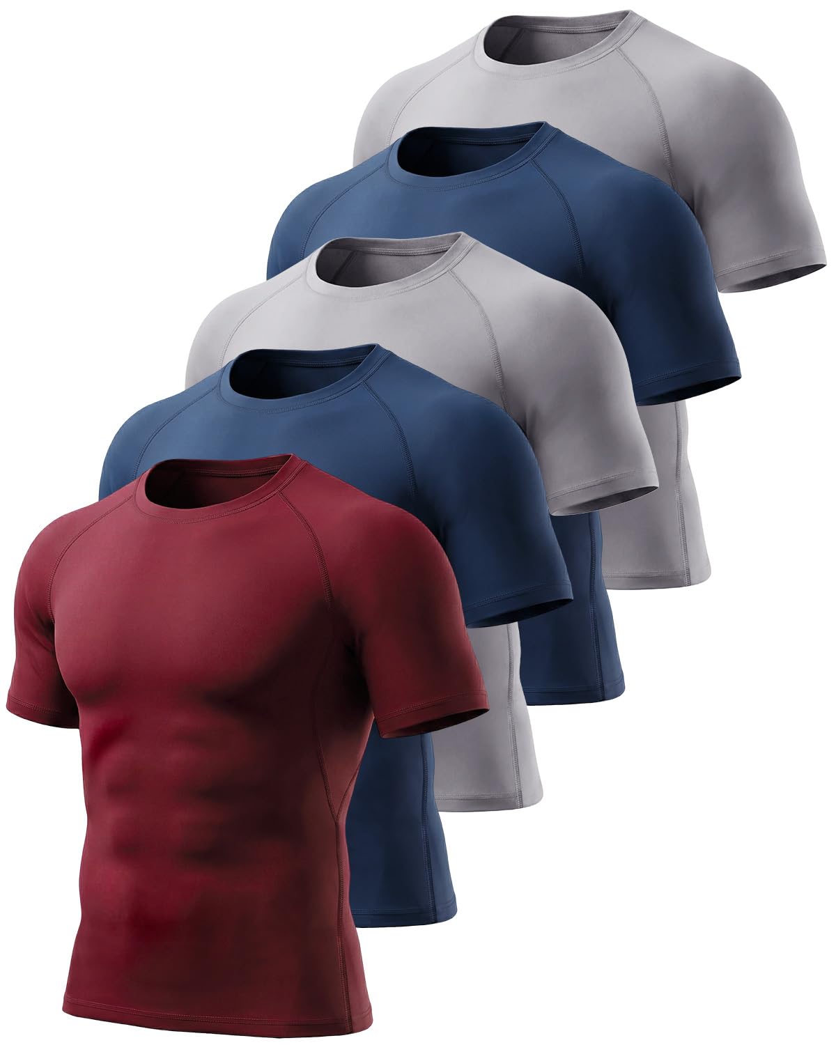 Celfaeree 5er Pack Kompressionsshirt Herren Kurzarm,Funktionsshirt Schnelltrocknendes Atmungsaktive Sportshirt Männer Laufshirt für Workout Gym